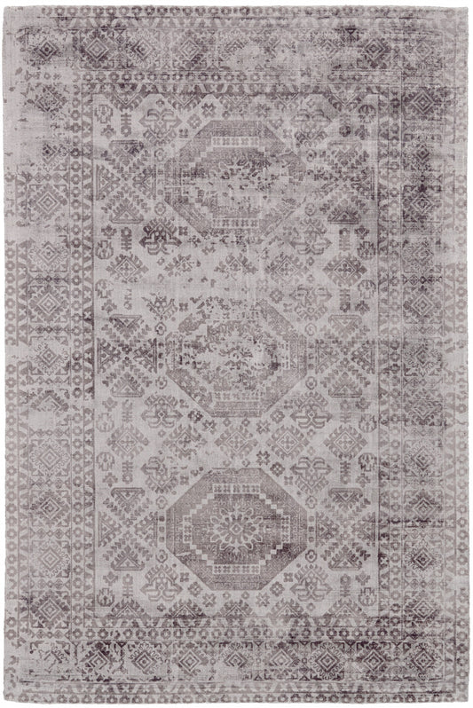 5' X 8' Gray Abstract Hand Woven Area Rug