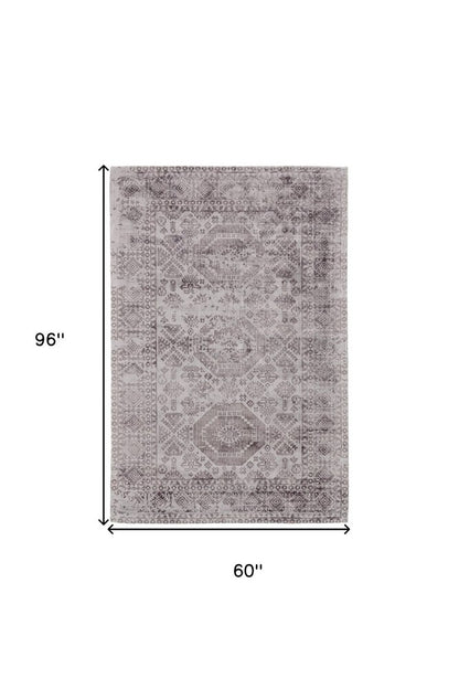 5' X 8' Gray Abstract Hand Woven Area Rug