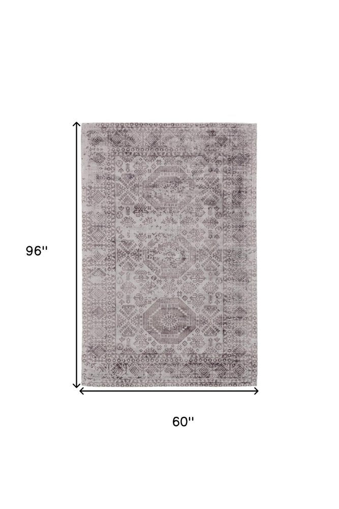5' X 8' Gray Abstract Hand Woven Area Rug