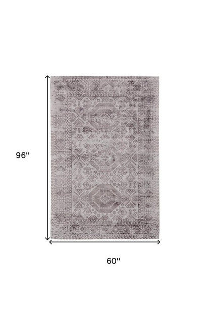 5' X 8' Gray Abstract Hand Woven Area Rug