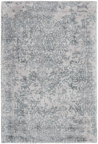 5' X 8' Blue and Gray Abstract Hand Woven Area Rug