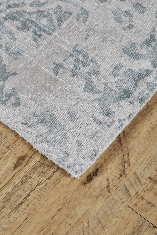 5' X 8' Blue and Gray Abstract Hand Woven Area Rug