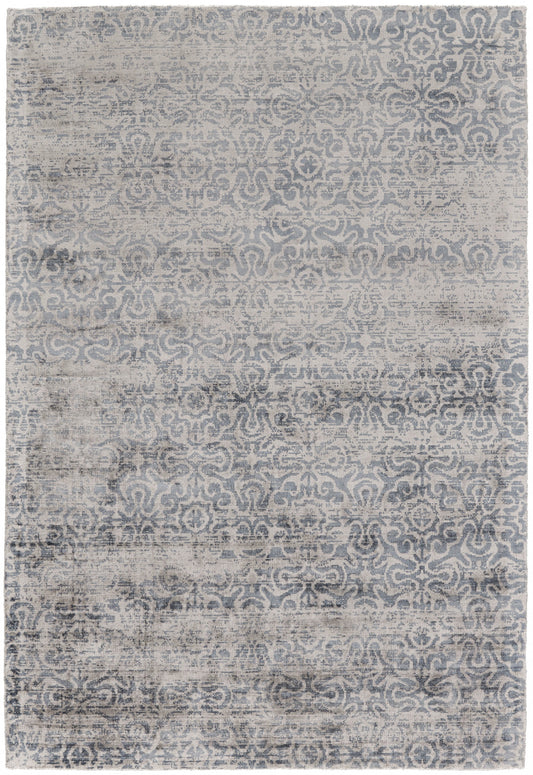 4' X 6' Blue Gray And Taupe Abstract Hand Woven Area Rug