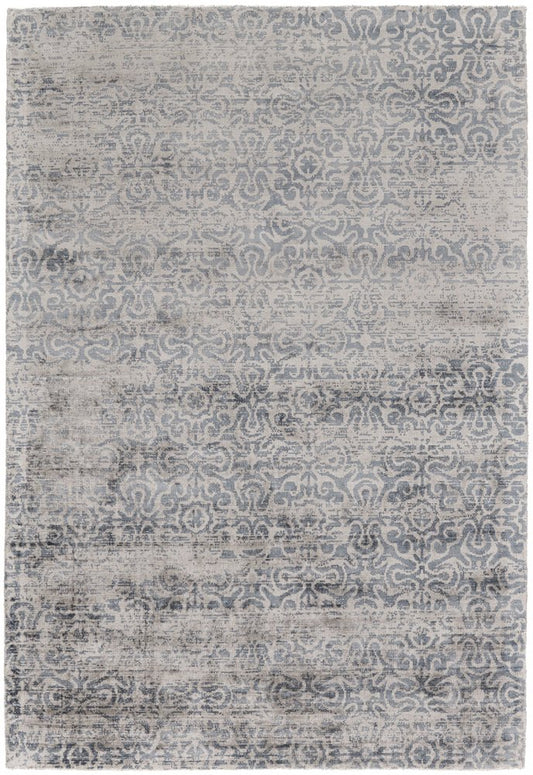 5' X 8' Gray and Ivory Abstract Hand Woven Area Rug