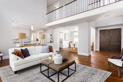 5' X 8' Gray and Ivory Abstract Hand Woven Area Rug