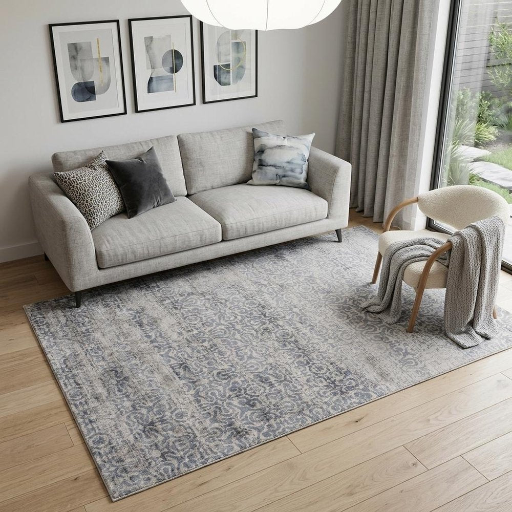 5' X 8' Gray and Ivory Abstract Hand Woven Area Rug