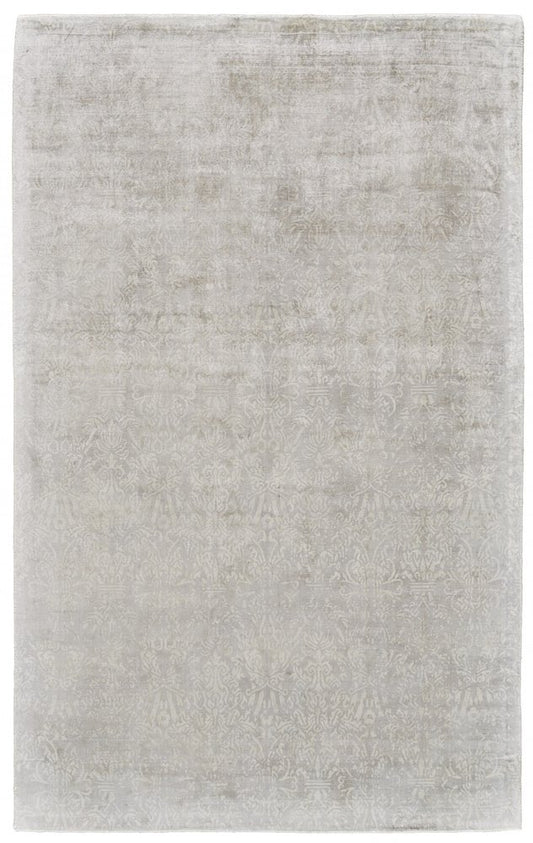 5' X 8' Gray and Ivory Abstract Hand Woven Area Rug