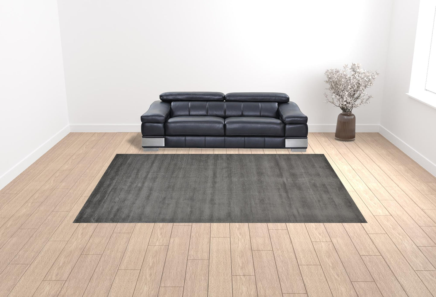 8' X 11' Gray And Black Hand Woven Area Rug