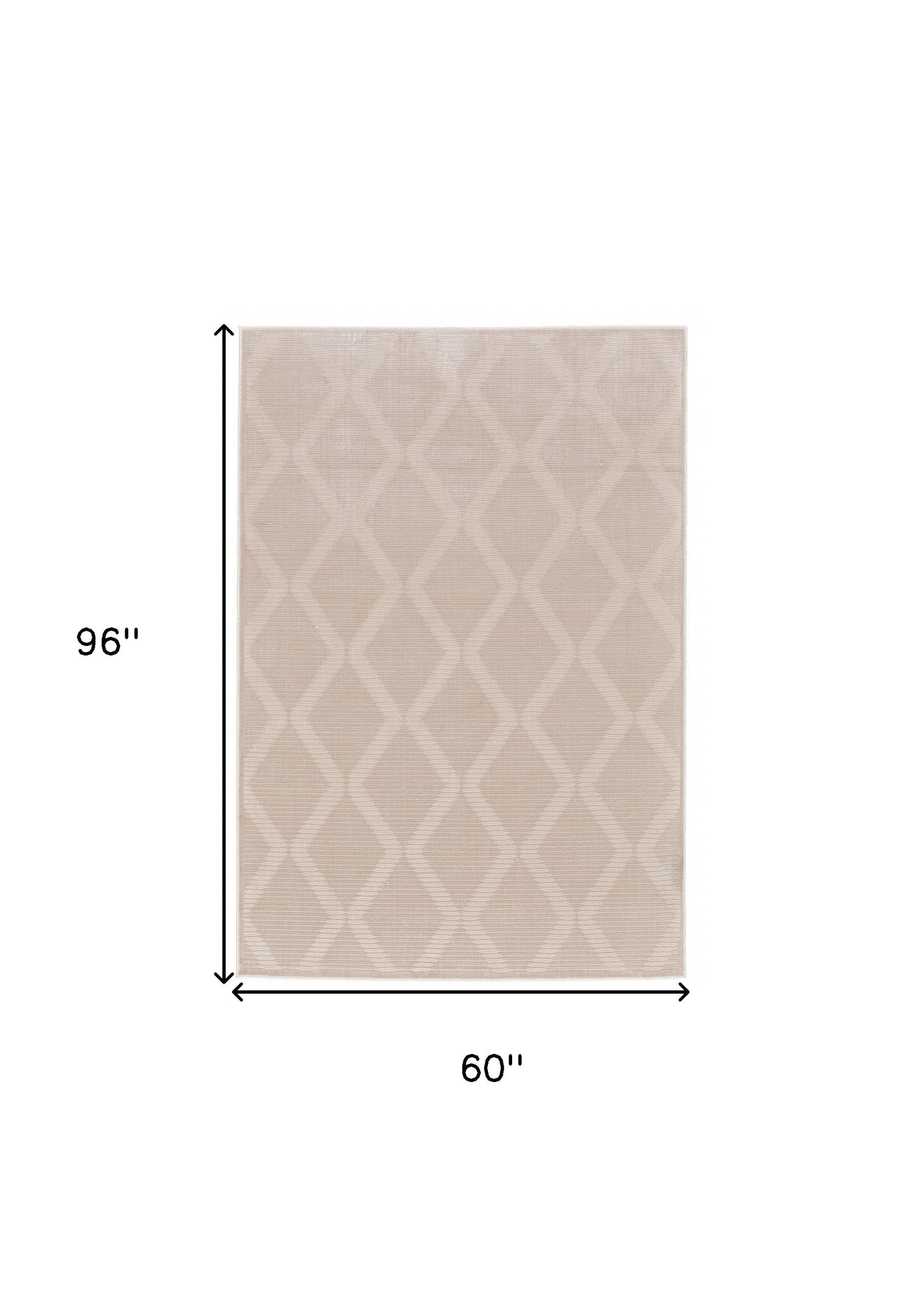 5' X 8' Ivory And Tan Geometric Stain Resistant Area Rug