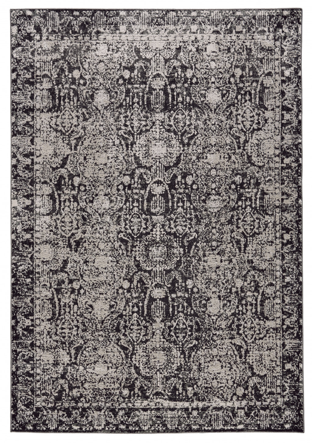 8' Gray and Ivory Abstract Runner Rug