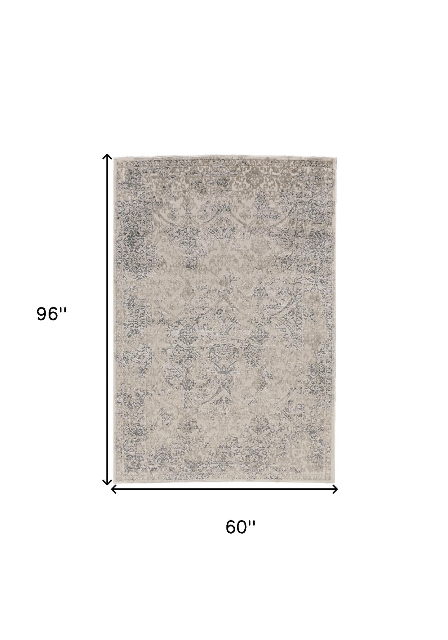 5' X 8' Ivory Gray And Black Abstract Stain Resistant Area Rug