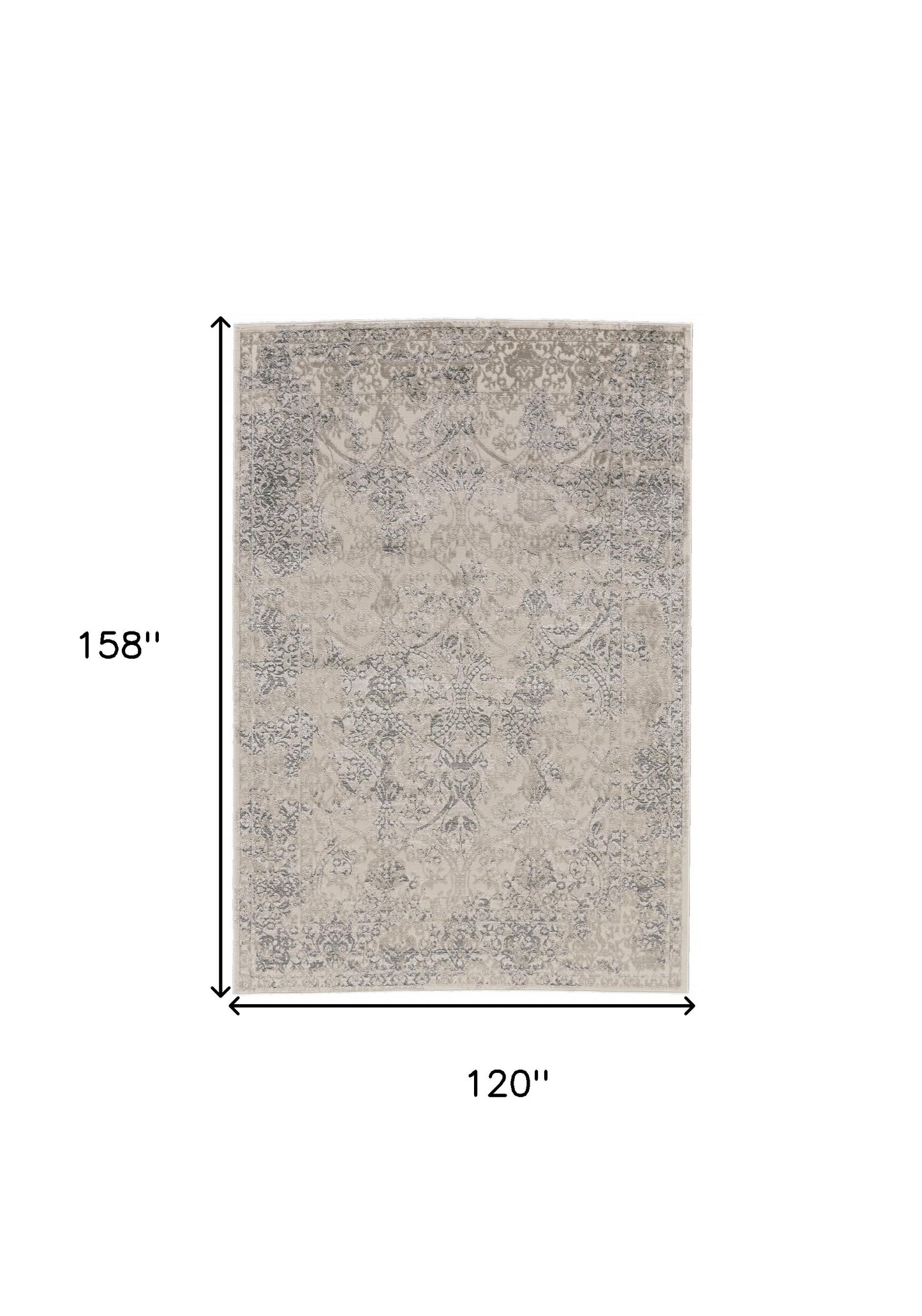 5' X 8' Ivory Gray And Black Abstract Stain Resistant Area Rug
