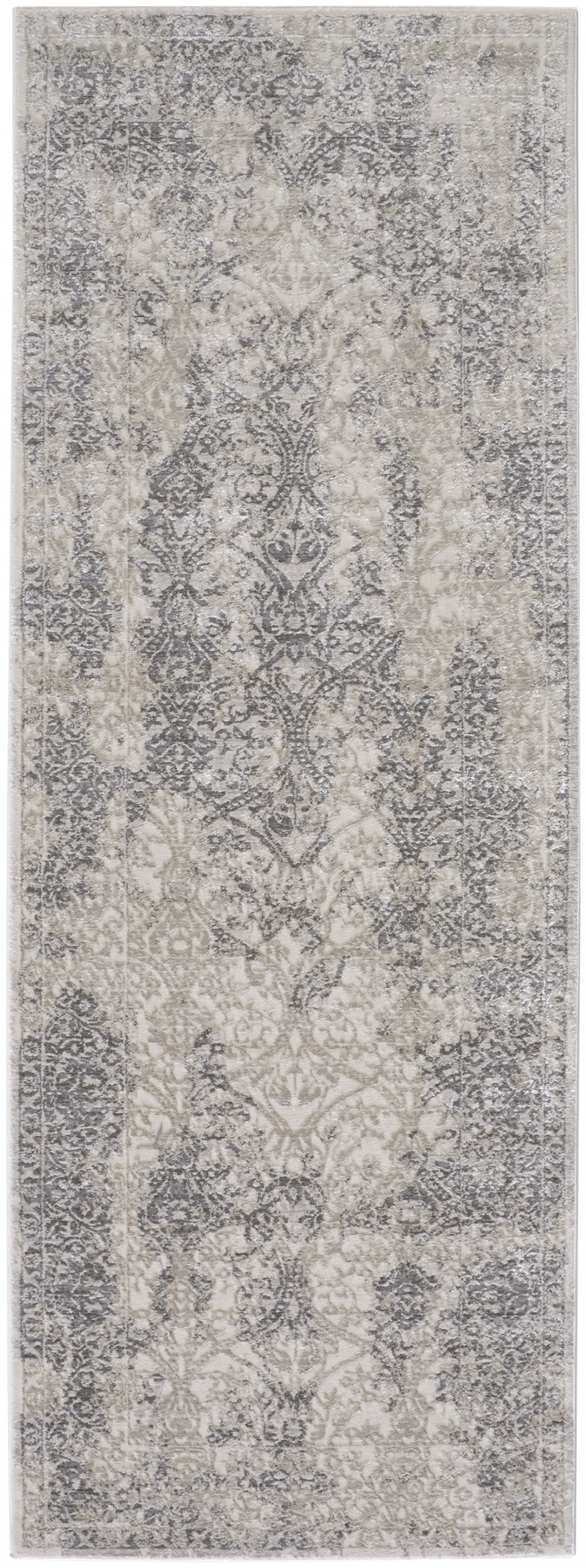 5' X 8' Ivory Gray And Black Abstract Stain Resistant Area Rug