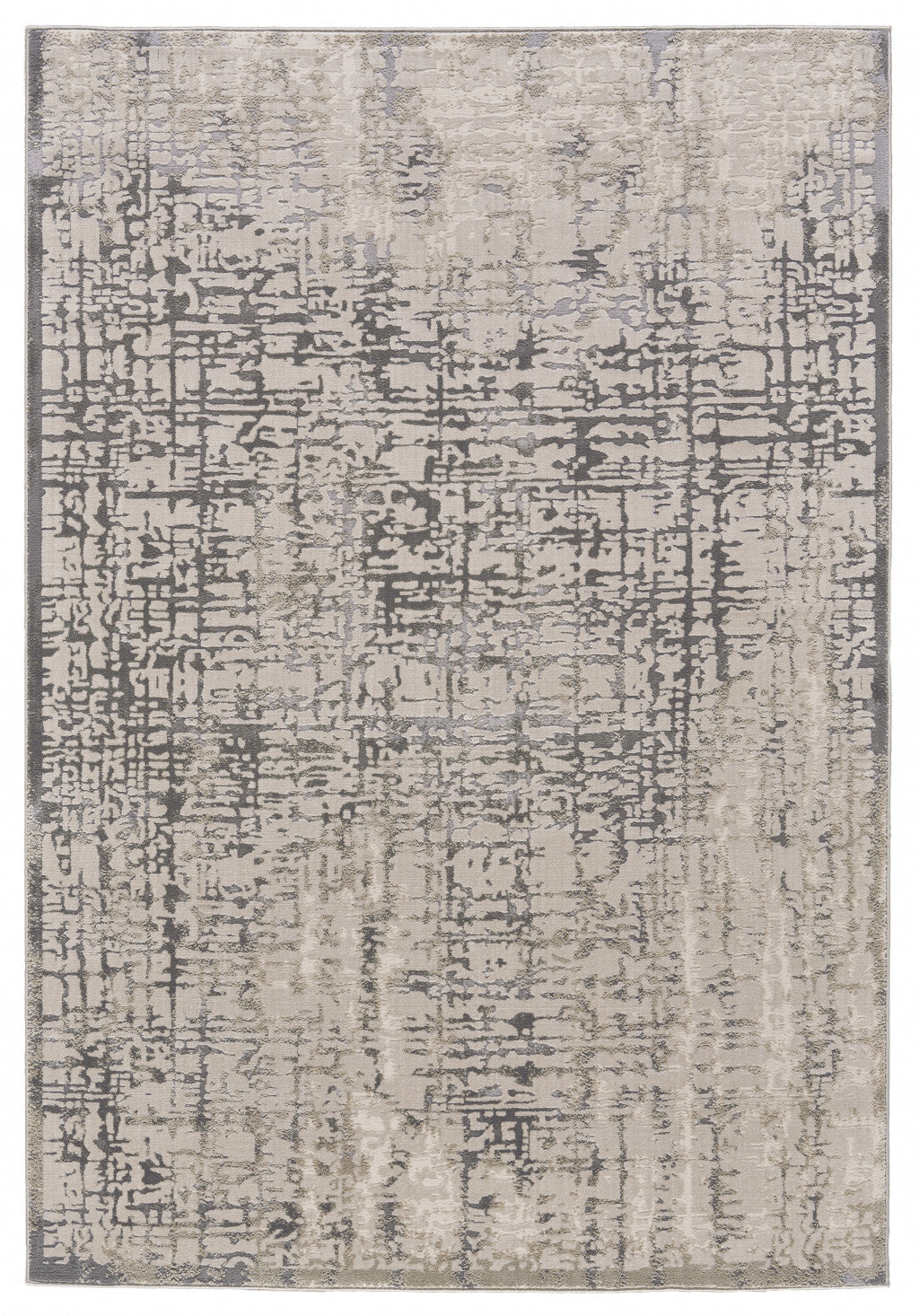 8' X 11' Gray and Ivory Abstract Area Rug