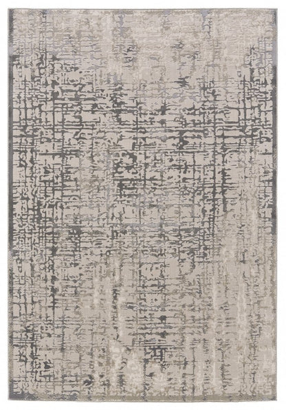 8' Gray and Ivory Abstract Runner Rug