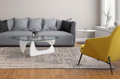 8' Gray and Ivory Abstract Runner Rug