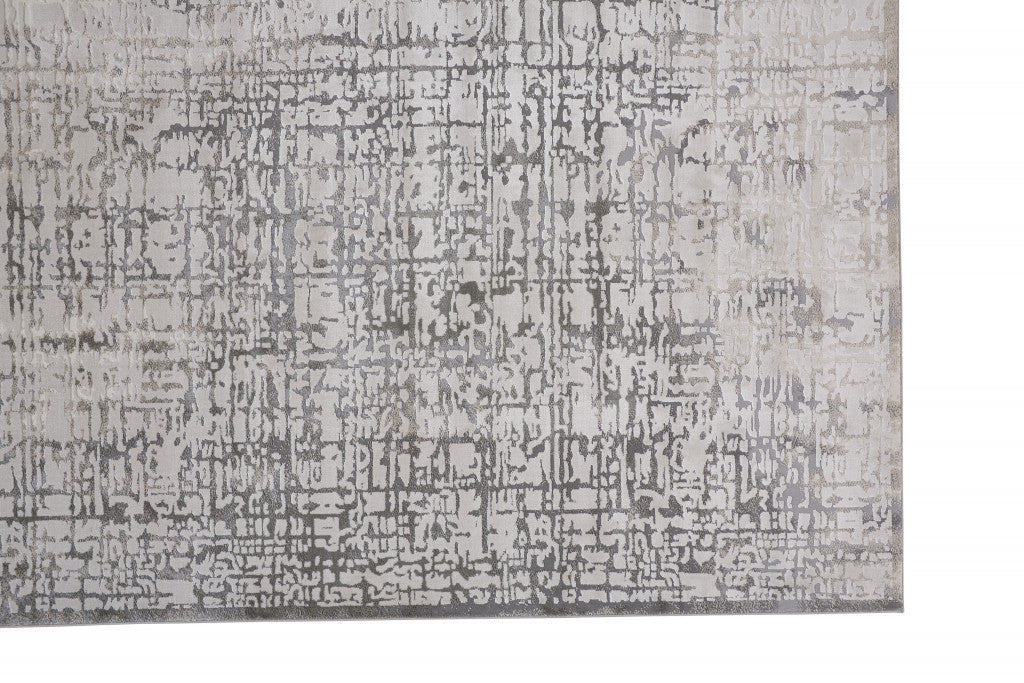 8' X 11' Gray and Ivory Abstract Area Rug