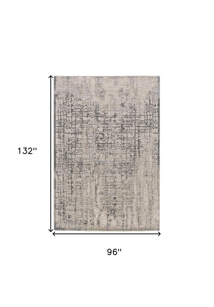 8' Gray and Ivory Abstract Runner Rug