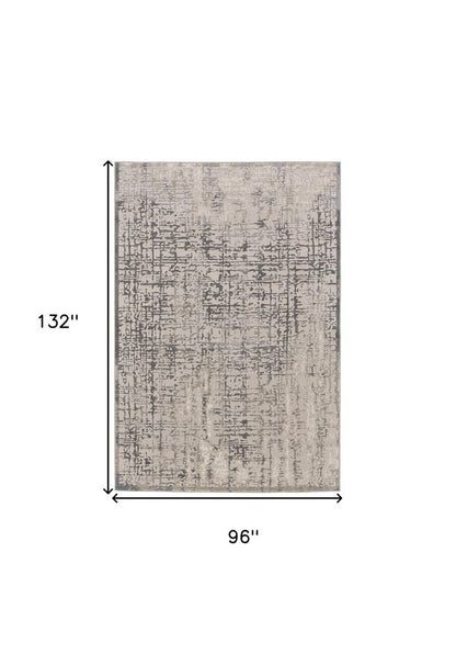 8' Gray and Ivory Abstract Runner Rug
