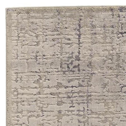 8' Gray and Ivory Abstract Runner Rug