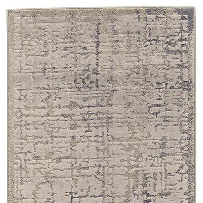 8' Gray and Ivory Abstract Runner Rug