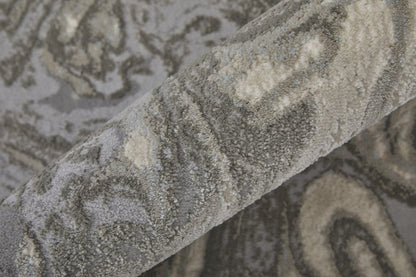 5' X 8' Gray Ivory And Silver Abstract Area Rug