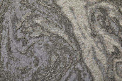 5' X 8' Gray Ivory And Silver Abstract Area Rug