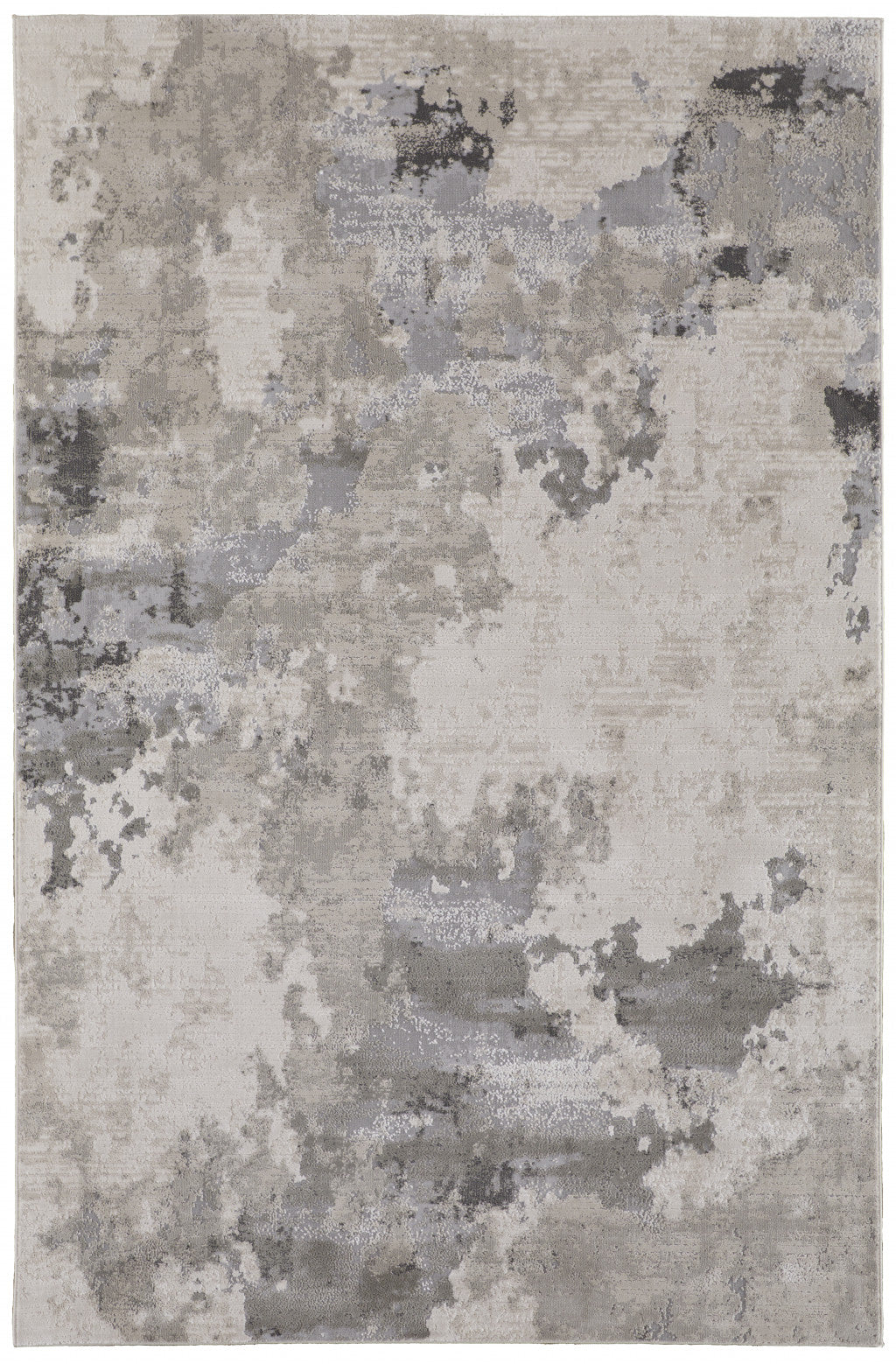 8' X 11' Ivory And Gray Abstract Stain Resistant Area Rug