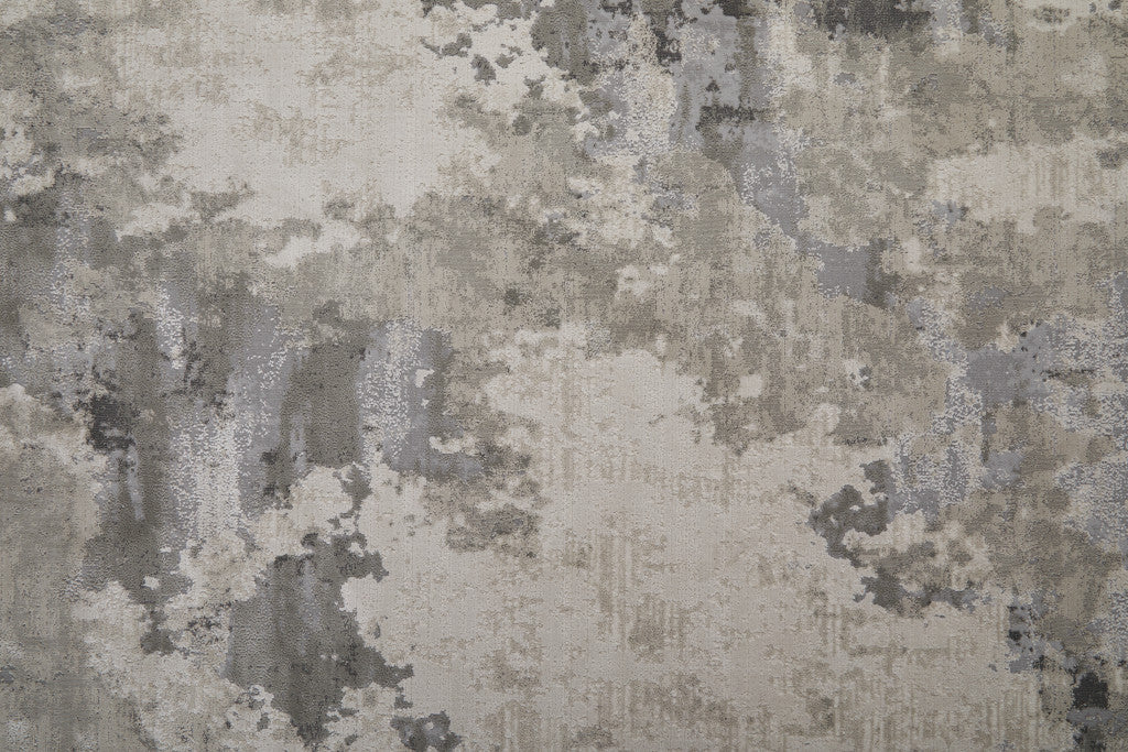 5' X 8' Ivory And Gray Abstract Stain Resistant Area Rug