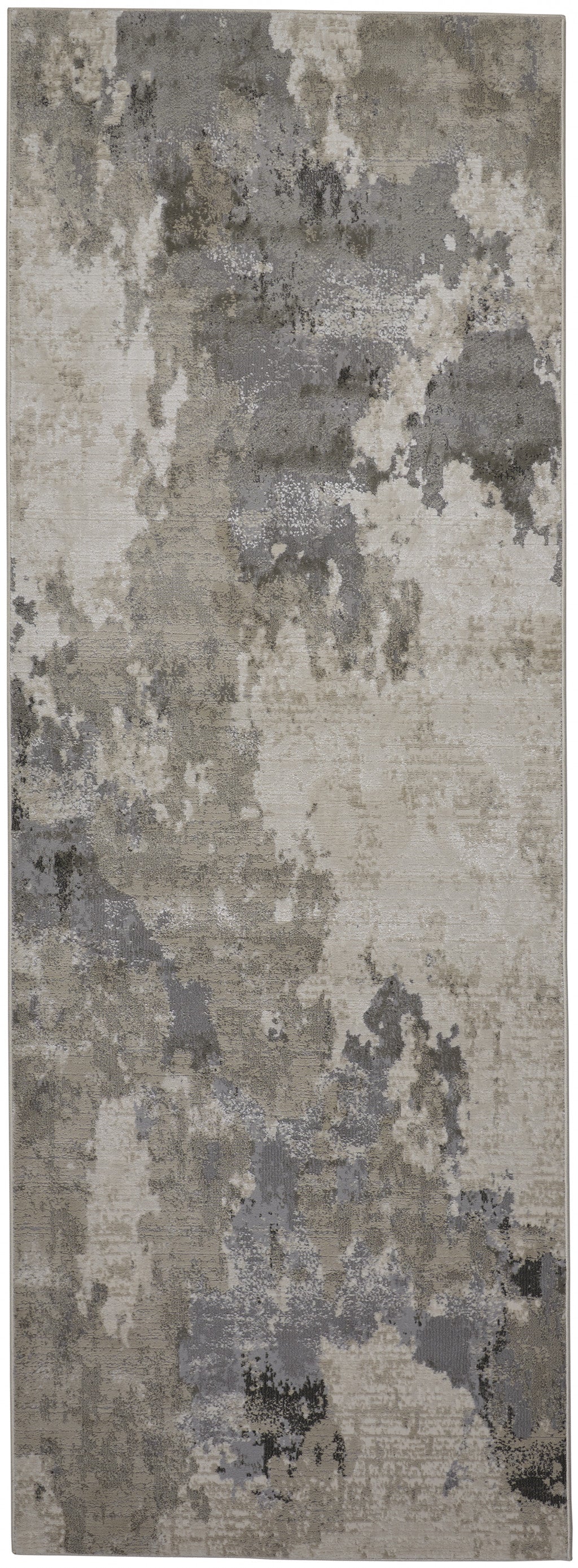 8' X 11' Ivory And Gray Abstract Stain Resistant Area Rug