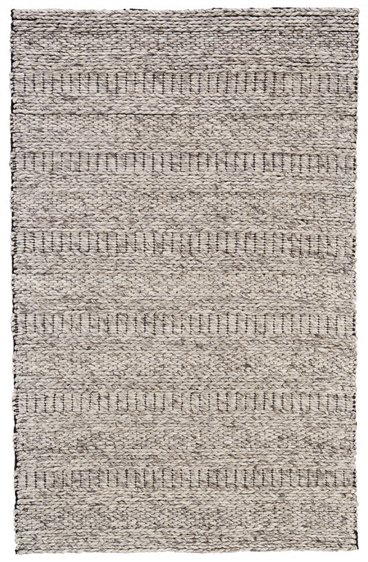 4' x 6' Gray and Ivory Wool Hand Woven Area Rug