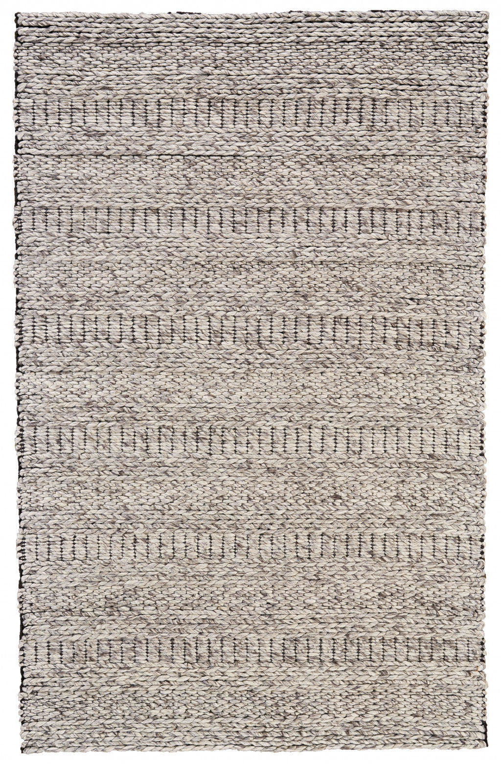 2' X 3' Gray and Ivory Wool Hand Woven Area Rug