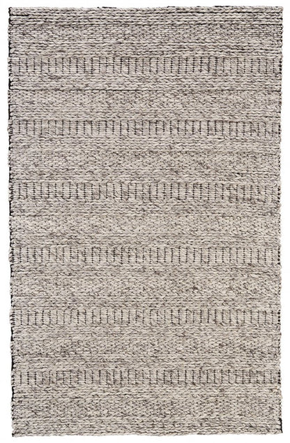 4' X 6' Gray and Ivory Wool Hand Woven Area Rug