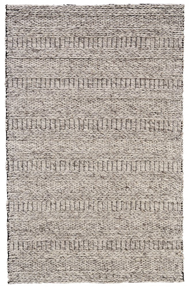 4' X 6' Gray and Ivory Wool Hand Woven Area Rug