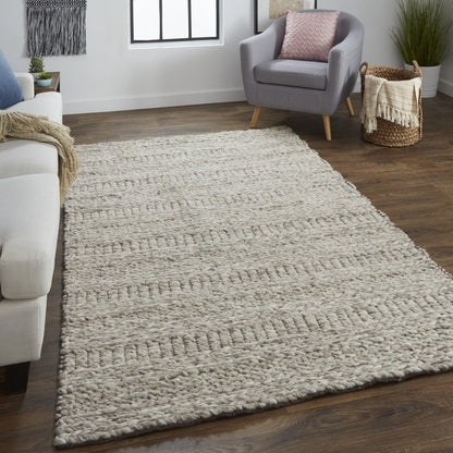 4' X 6' Gray and Ivory Wool Hand Woven Area Rug