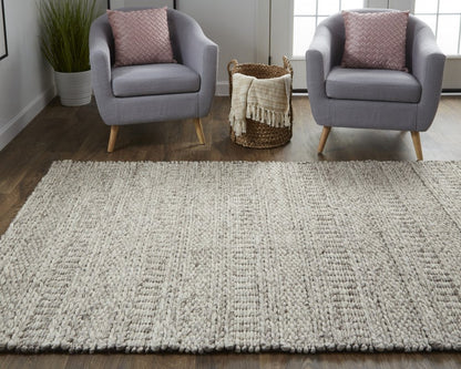 4' X 6' Gray and Ivory Wool Hand Woven Area Rug