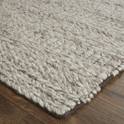 4' X 6' Gray and Ivory Wool Hand Woven Area Rug