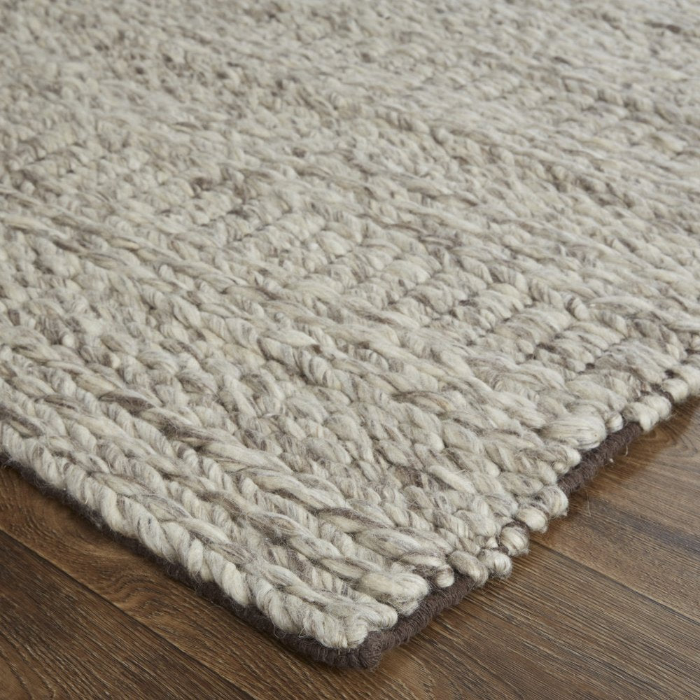 4' X 6' Gray and Ivory Wool Hand Woven Area Rug