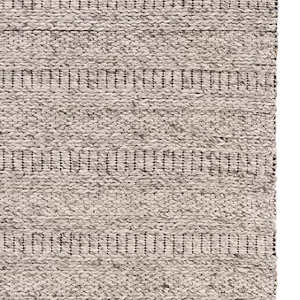 5' X 8' Gray and Ivory Wool Hand Woven Area Rug