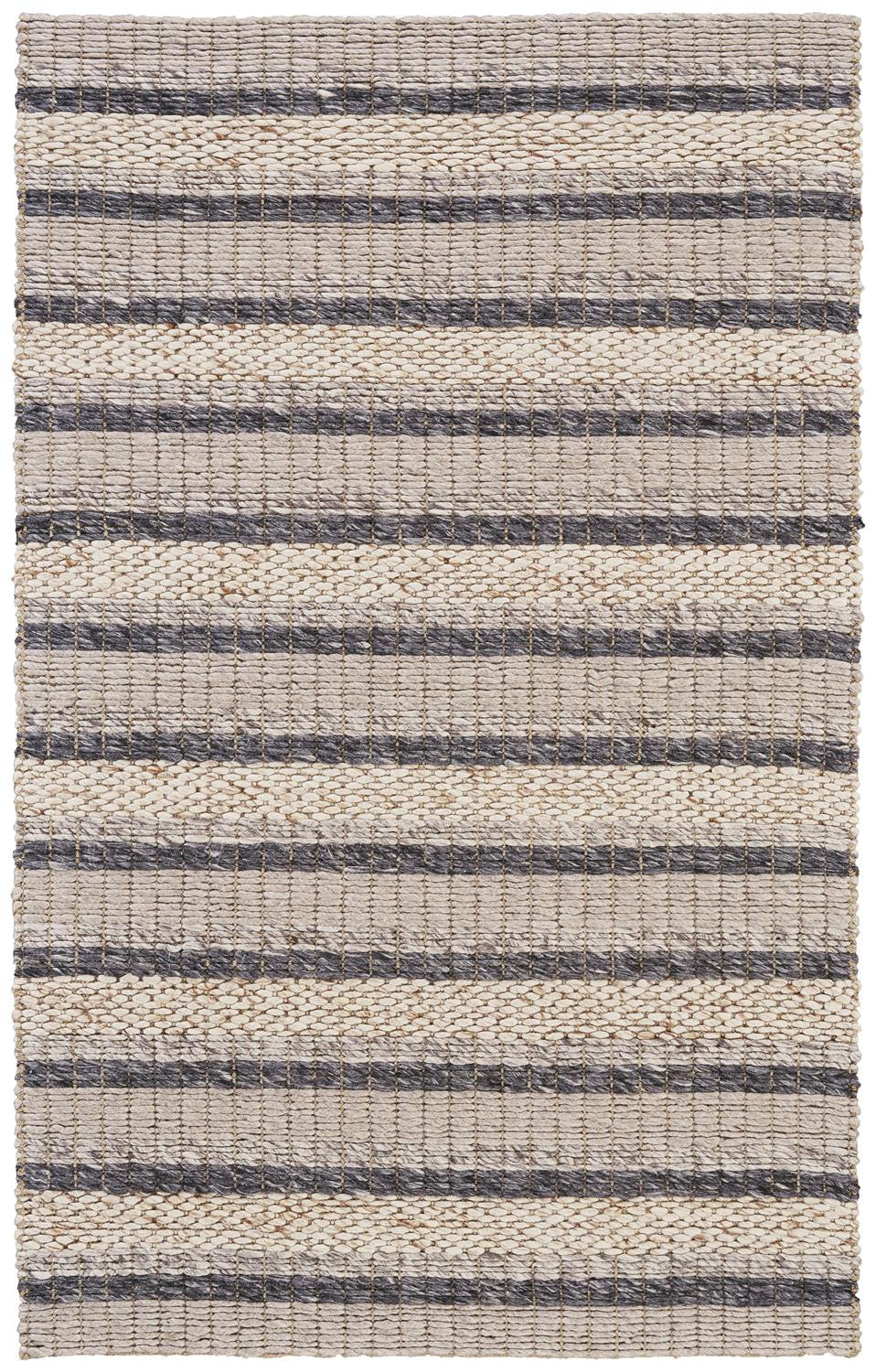 8' x 11' Gray and Ivory Wool Hand Woven Area Rug