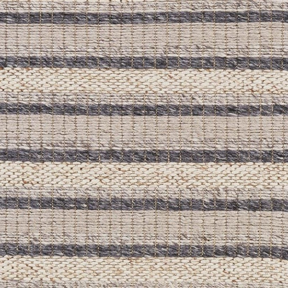 2' X 3' Gray And Ivory Wool Striped Hand Woven Area Rug