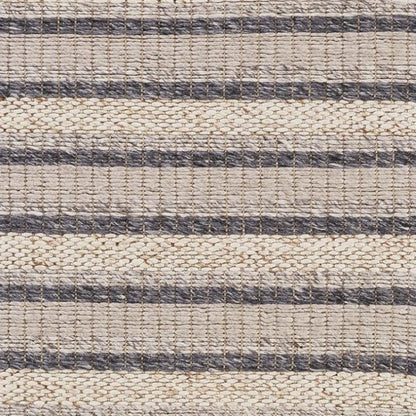 2' X 3' Gray And Ivory Wool Striped Hand Woven Area Rug
