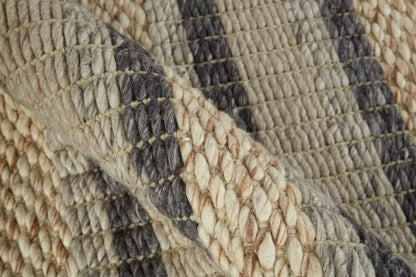 4' X 6' Gray And Ivory Wool Striped Hand Woven Area Rug