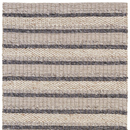 4' X 6' Gray And Ivory Wool Striped Hand Woven Area Rug