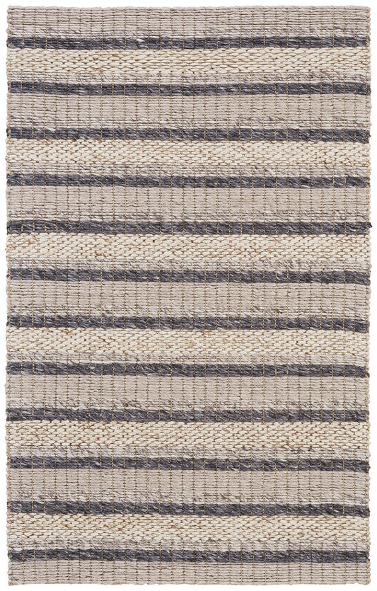 2' X 3' Gray and Ivory Wool Hand Woven Area Rug