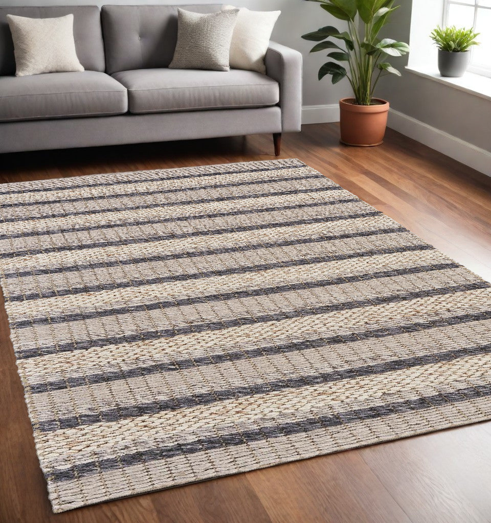 2' X 3' Gray and Ivory Wool Hand Woven Area Rug