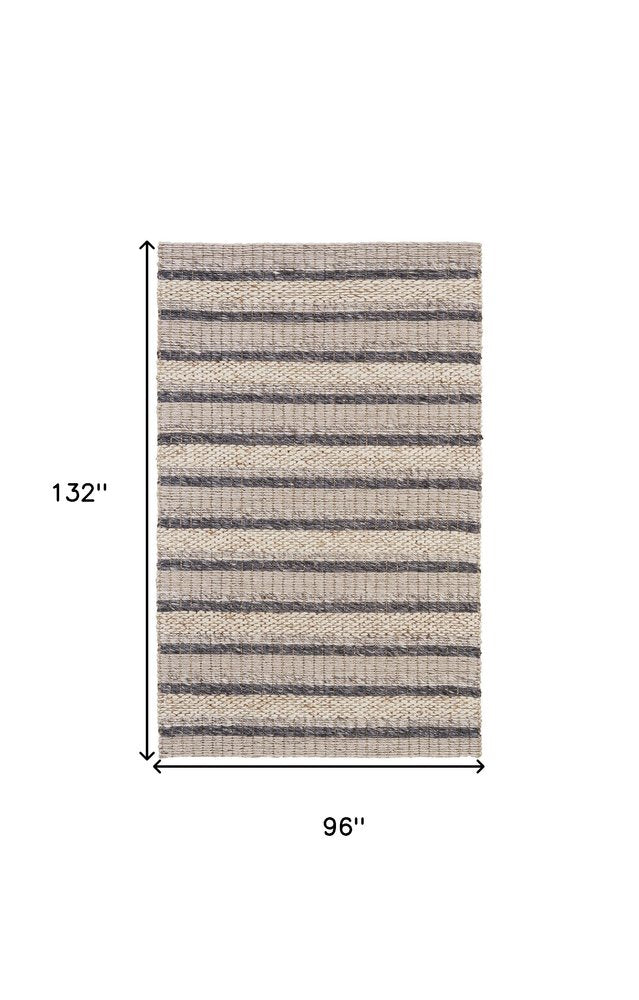 4' X 6' Gray And Ivory Wool Striped Hand Woven Area Rug