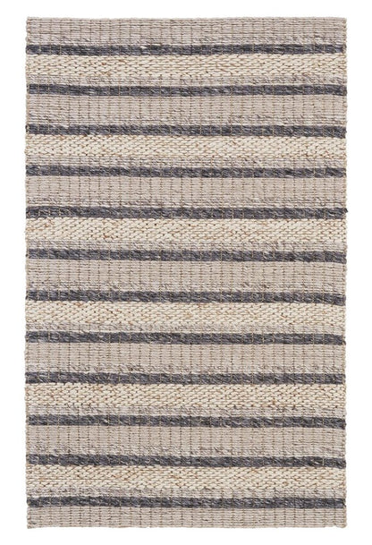 4' X 6' Gray And Ivory Wool Striped Hand Woven Area Rug