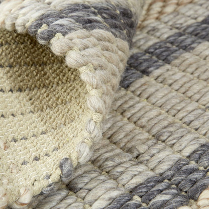 4' X 6' Gray And Ivory Wool Striped Hand Woven Area Rug