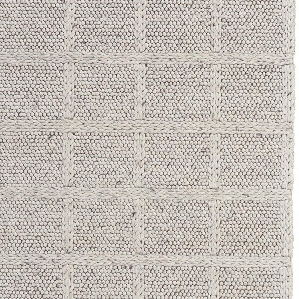 4' X 6' Gray and Ivory Wool Plaid Hand Woven Area Rug